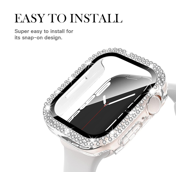 Premium Luxurious Onerous PC Plated Diamond Case for Apple Watch Sequence 7 - Matches 41mm and 45mm Fashions